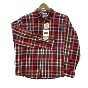 NWT Wrangler Flex For Comfort Multicolor Plaid Flannel Regular Fit Shirt Mens XL